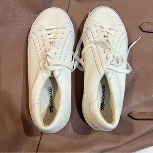 Madewell MWL white leather lace up sneakers unisex gender neutral